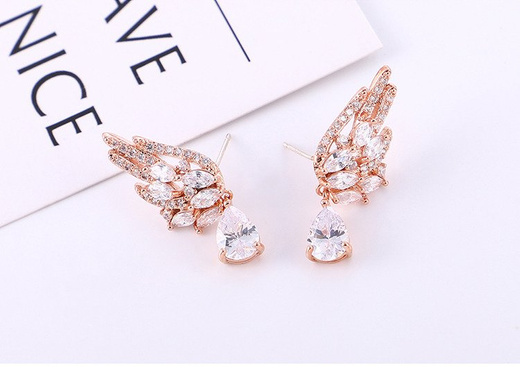 Kol 599/919 kolczyki ślubne pozłacane skrzydła anioła