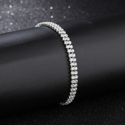 Br599/820 BRANSOLETKA na ślub podwójne cyrkonie srebrna