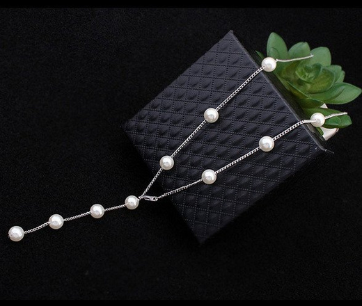 Nk 599/591 NASZYJNIK srebrny z perłami