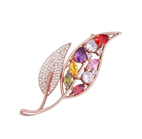 Br 599/343 BROSZKA różowe złoto cyrkonie