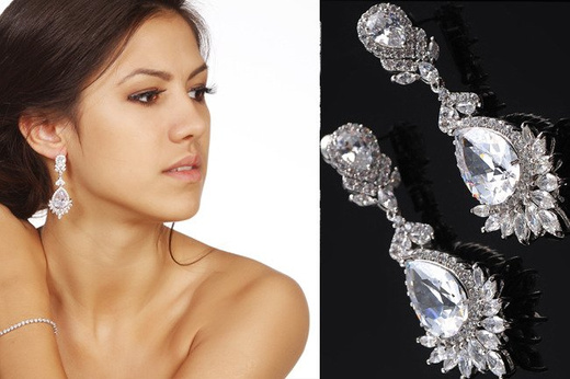 Kol 655/9 KOLCZYKI ślubne, cyrkonie długie