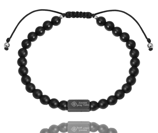 bransoletka męska z onyksem 1750/1 i grawerunkiem