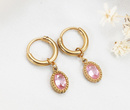 złocone kolczyki z różową cyrkonią 1765/1