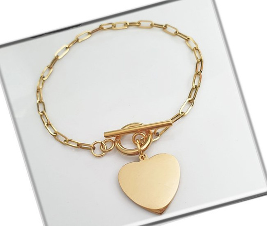 1232/1 naszyjnik złoty stal gruby łańcuszek serduszko pod grawerunek