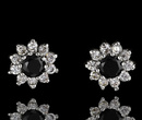 480/244  kolczyki srebrne kwiatuszki z czarnymi cyrkoniami