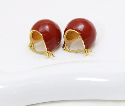 Kolczyki emaliowane duże dmuchane bordowe 1881