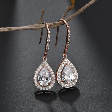 Kol 599/914 kolczyki ślubne pozłacane długie łezki