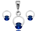 480/337 Komplet srebrny 925, cyrkonią niebieską kolczyki, wisiorek .