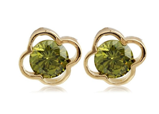 Kol  599/382 kolczyki cyrkonie limonka zółte złoto