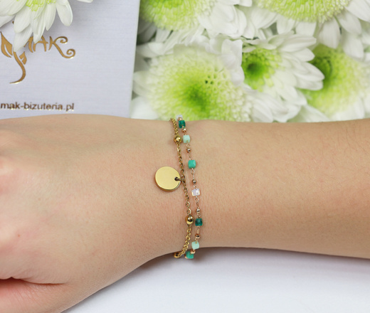 1733/11 bransoletka złocona z grawerem i szklanymi kosteczkami