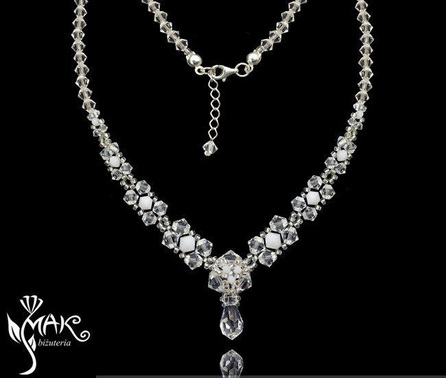 NK491, biżuteria ślubna, NASZYJNIK SWAROVSKI ELEMENTS,