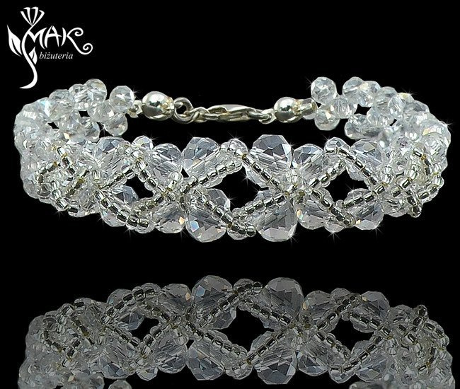 BR423 PIĘKNA BRANSOLETKA  KRZYSZTAŁY CAB -ŚLUB