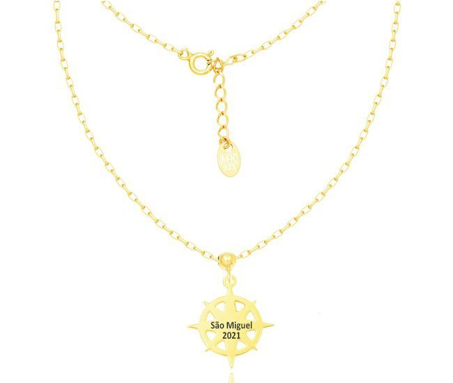 1265 naszyjnik srebro pozłacane 925 róża wiatrów z grawerem