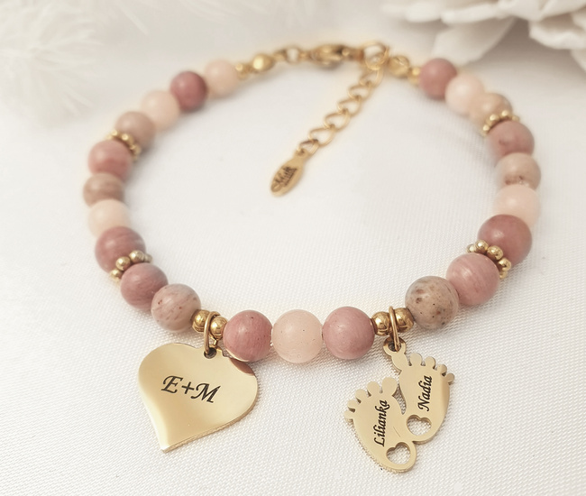 Bransoletka z grawerem i kamieniami naturalnymi dla mamy 1794/3