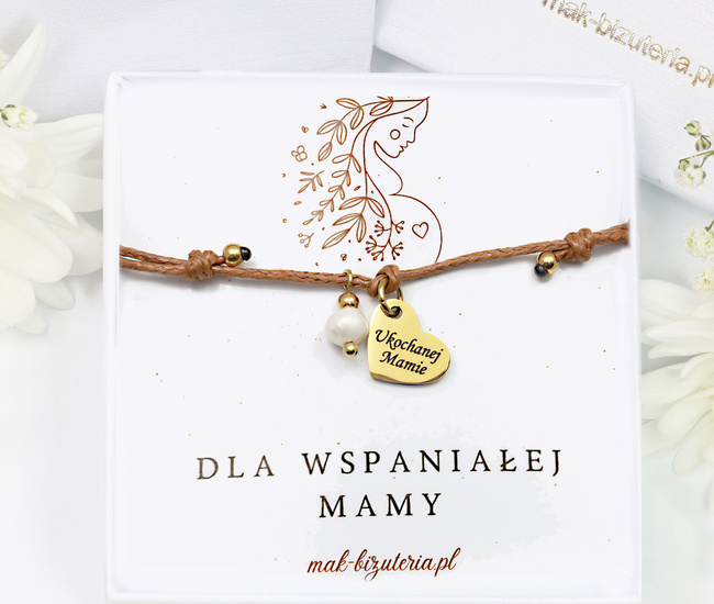 1732/6 bransoletka złocona z grawerem perełka naturalna