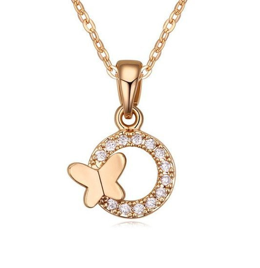 NK599/447 NASZYJNIK żółte złoto crystal motylek