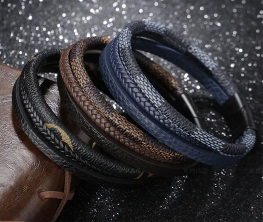 599/1109 męska bransoletka z grawerem skórzana brązowa