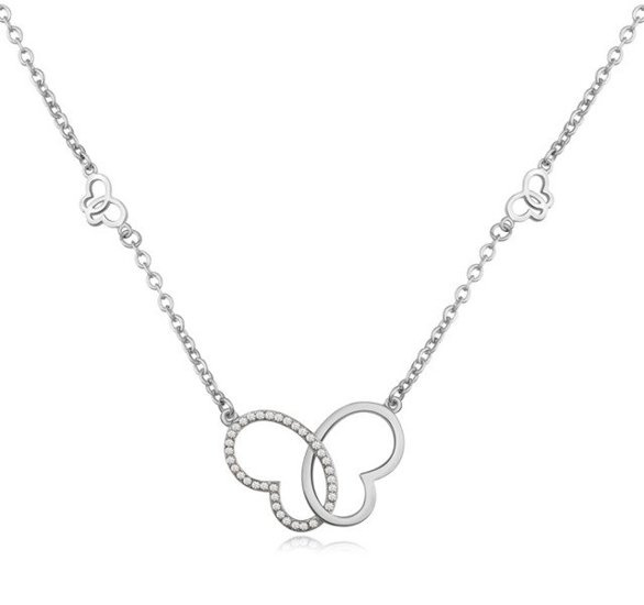 NK599/451 NASZYJNIK platynowany cyrkonie serduszka