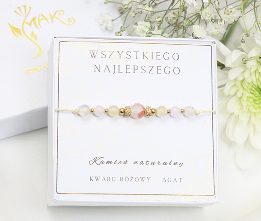  Zestaw urodzinowy bransoletka kwarc i agat 1873/10