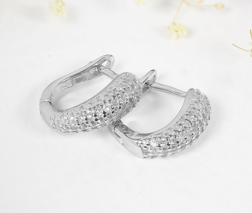 114/26 kolczyki kółka rodowane srebro p925 z cyrkoniami