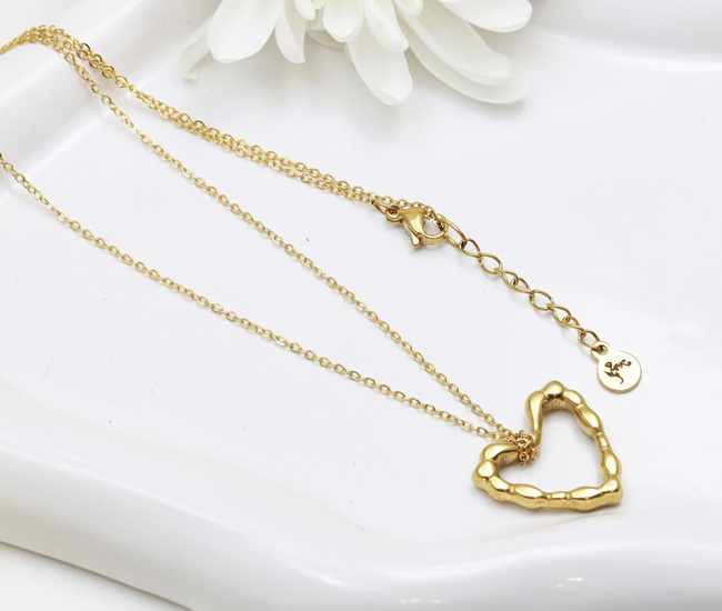 Naszyjnik z kamieniami naturalnymi pozłacana stal 1876/10