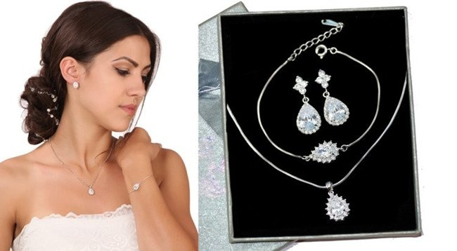 Kpl883  komplet ślubny, biżuteria ślubna z cyrkoniami b599/811 n599/814 k599/565