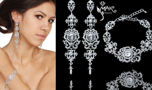 Kpl 656/6 komplet, biżuteria ślubna cyrkonie duże kolczyki