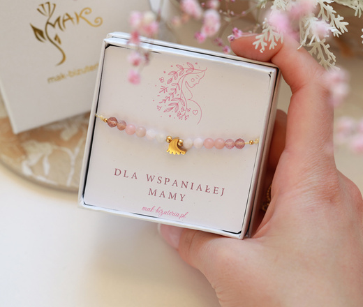1732/1 bransoletka złocona z grawerem i kamieniami naturalnymi dla mamy