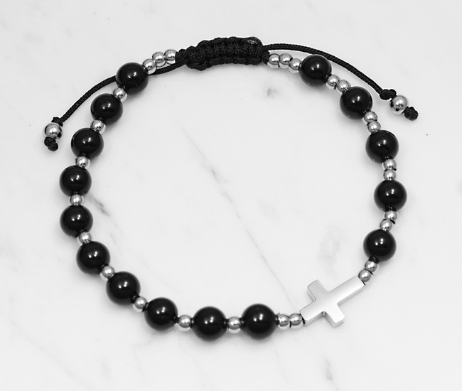 bransoletka różaniec na sznureczku agat 1841/1