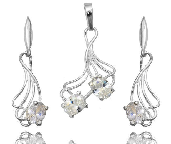 480/350 komplet srebrny 925 z cyrkonią kolczyki wisiorek