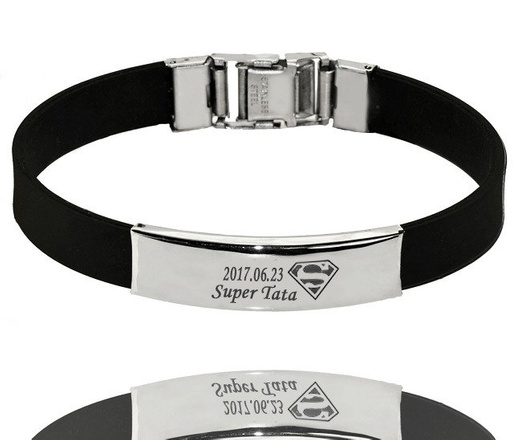 BR675 BRANSOLETKA Z GRAWEREM czarna męska