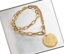 1232/8 naszyjnik złoty stal gruby moneta