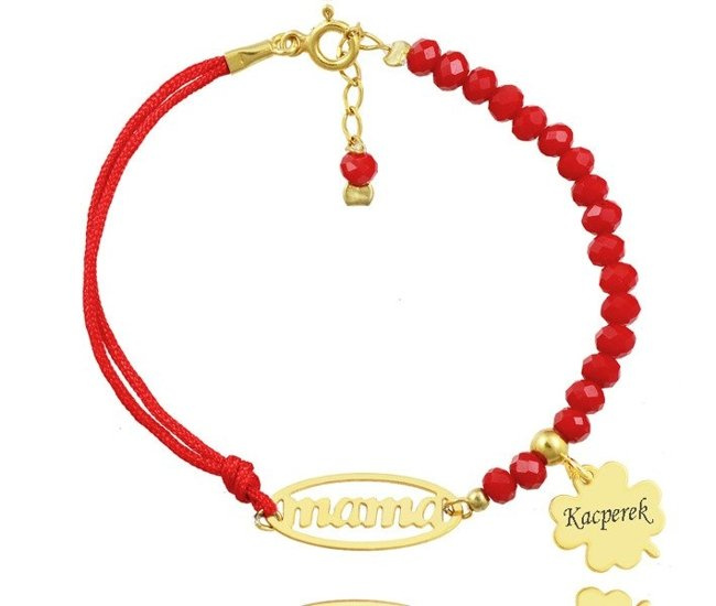 1090 BRANSOLETKA Z GRAWEREM Mama złota kryształki dla mamy