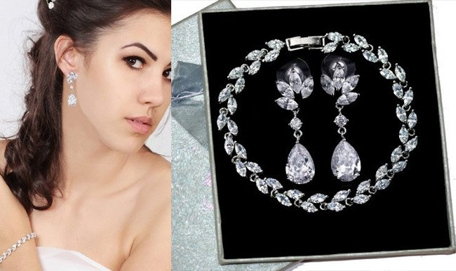 Kpl702 komplet ślubny, biżuteria ślubna z cyrkoniami k686/10 b599/424