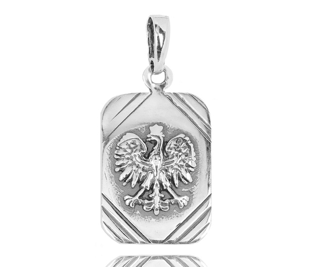 480/470 wisiorek nieśmiertelnik srebrny w kształcie orła, orzeł, godło