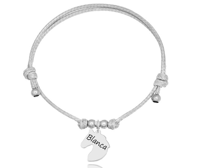 1440 bransoletka srebrna z grawerem łeb konia