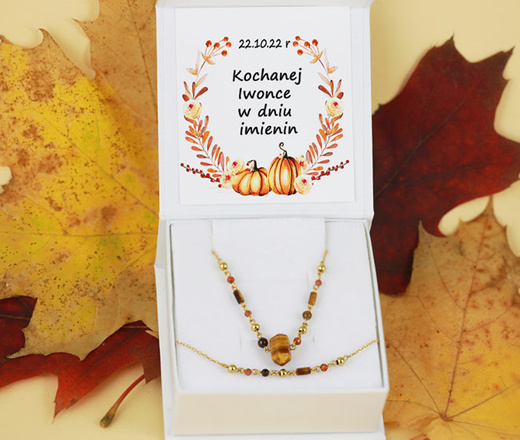 1432 bransoletka srebrna 925 pozłacana kamienie naturalne brązowe