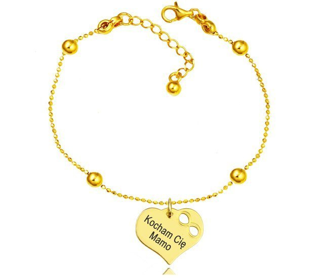 1145 bransoletka grawerowana złota dla mamy kuleczki serce