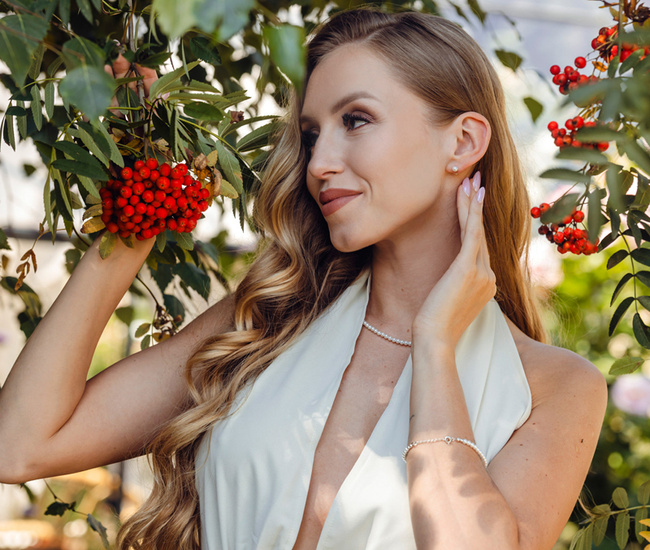 1860  komplet srebrny 925 z perełkami seashell 4 mm