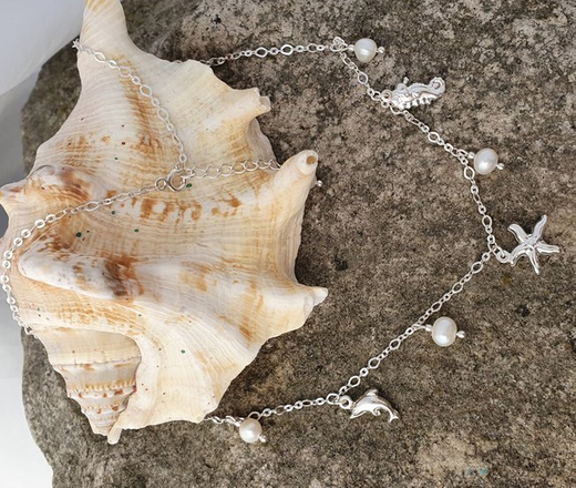 1163 naszyjnik srebrny 925 morski perełki naturalne