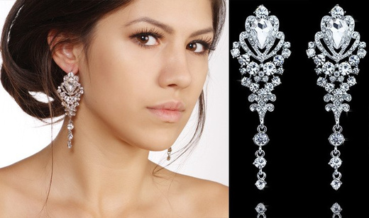 Kol 656/4 KOLCZYKI ślubne, cyrkonie długie