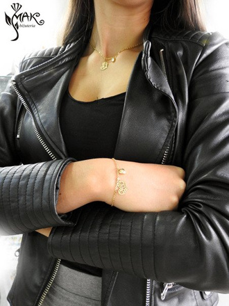 BR845 BRANSOLETKA serce ażurowe złocone