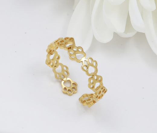 Pierscionek  w łapki regulowany stal pozłacana 1878/6