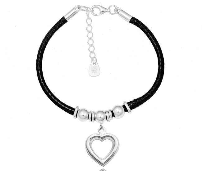 1250 bransoletka z sercem srebrnym 925 na sznurku