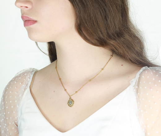 naszyjnik pozłacany z labradorytem 1766/1