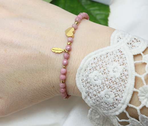 Bransoletka grawerowana z serduszkami z kamieni naturalnych 1899/7