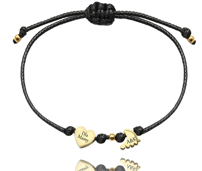 1645/7 bransoletka z grawerem dla mamy na sznurku złota