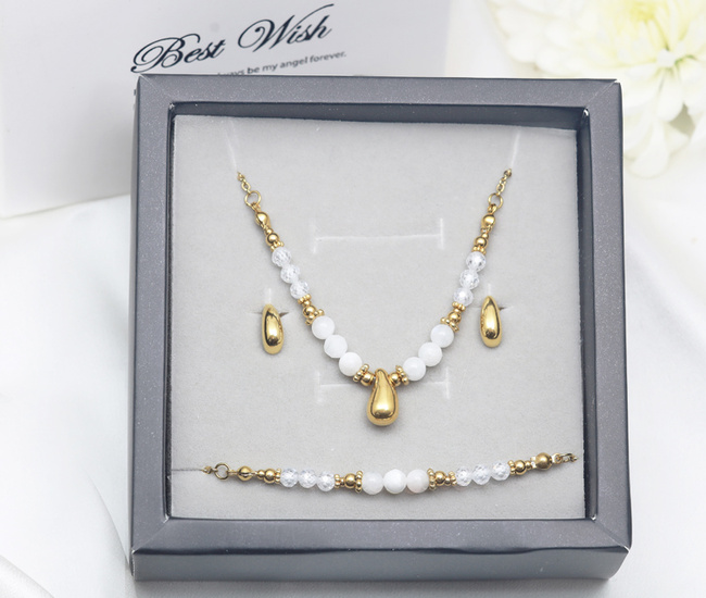 Elegancki komplet KROPLE  złocony z cyrkonią 1875/1