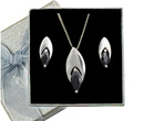 480/104  komplet srebrny łezki z czarnymi cyrkoniami