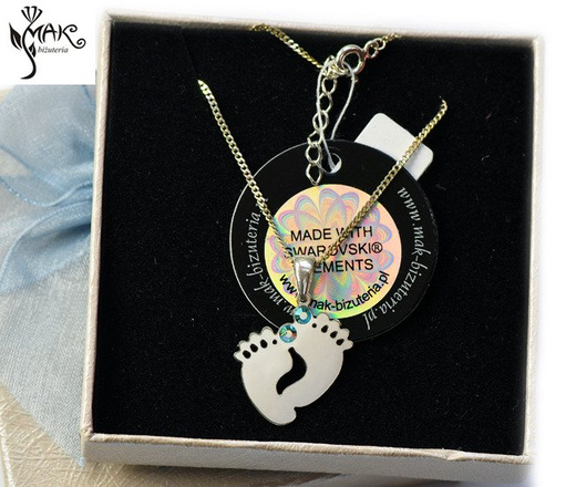 Nk756 naszyjnik grawerowany laser Stópki srebro 925